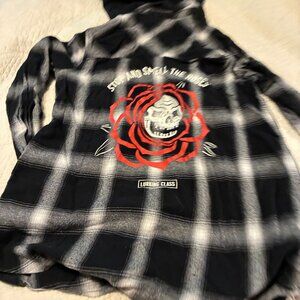 Lurking Class Hoodie Button-Up Men's  Plaid Logo Graphic Skull